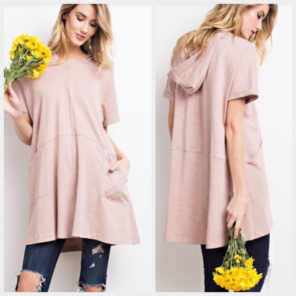 💗Comfy Casual Mauve Slub Knit Pocket Hoodie. SML - Picture 2 of 7
